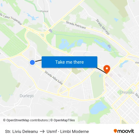 Str. Liviu Deleanu to Usmf - Limbi Moderne map