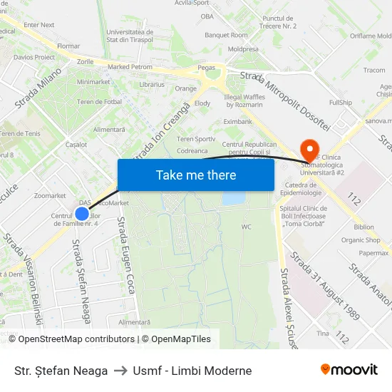Str. Ștefan Neaga to Usmf - Limbi Moderne map