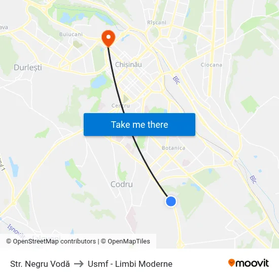 Str. Negru Vodă to Usmf - Limbi Moderne map