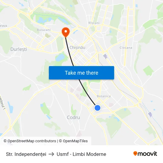 Str. Independenței to Usmf - Limbi Moderne map