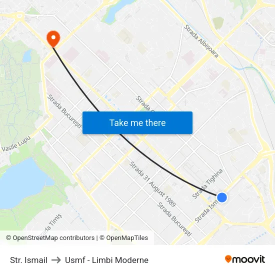 Str. Ismail to Usmf - Limbi Moderne map
