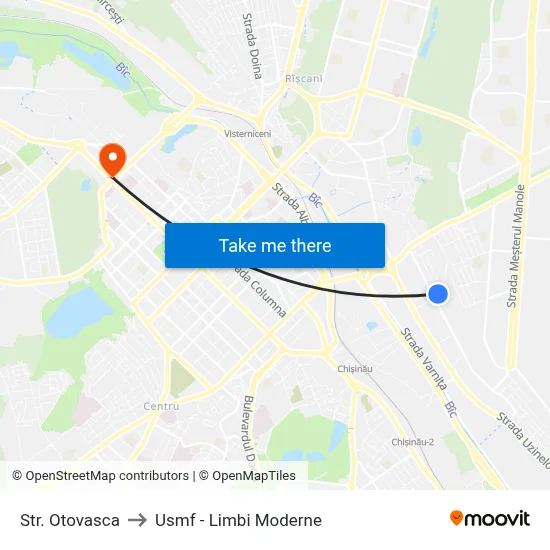 Str. Otovasca to Usmf - Limbi Moderne map