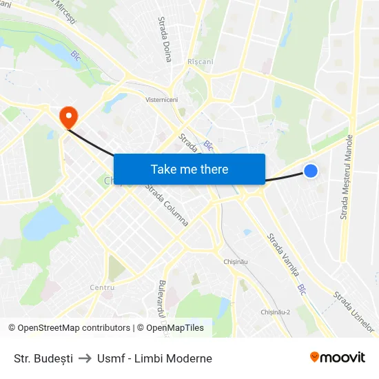 Str. Budești to Usmf - Limbi Moderne map