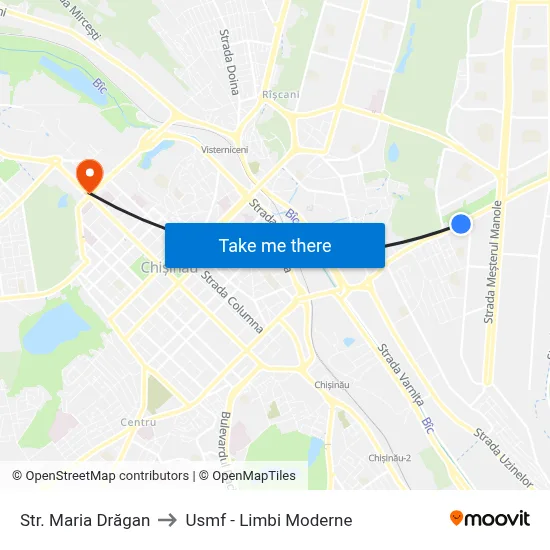 Str. Maria Drăgan to Usmf - Limbi Moderne map