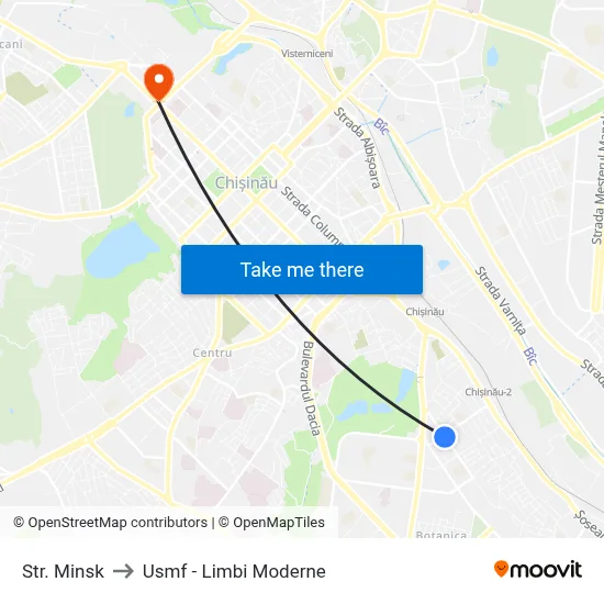 Str. Minsk to Usmf - Limbi Moderne map