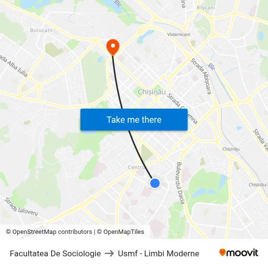 Facultatea De Sociologie to Usmf - Limbi Moderne map
