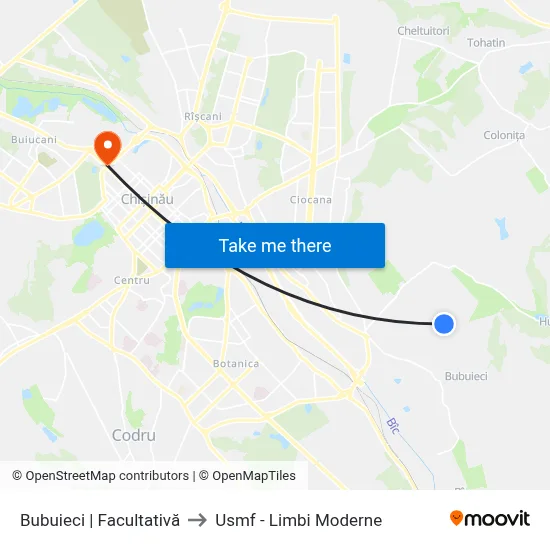 Bubuieci | Facultativă to Usmf - Limbi Moderne map