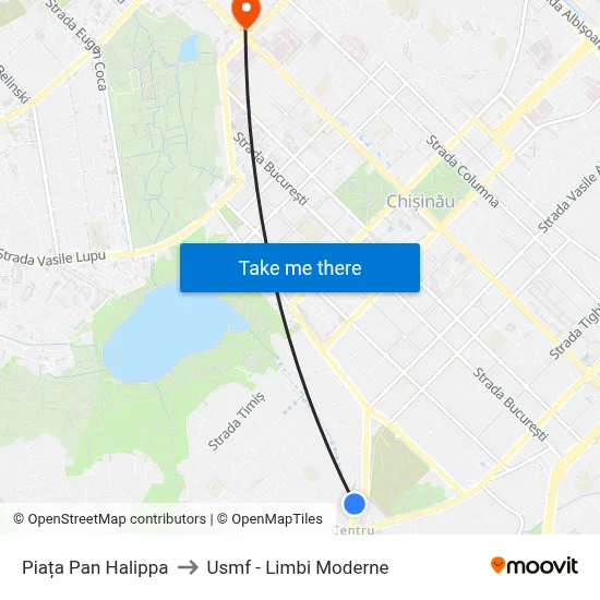 Piața Pan Halippa to Usmf - Limbi Moderne map