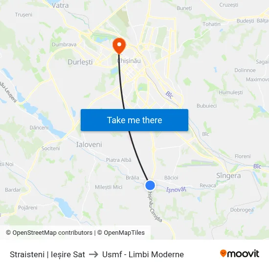 Straisteni | Ieșire Sat to Usmf - Limbi Moderne map