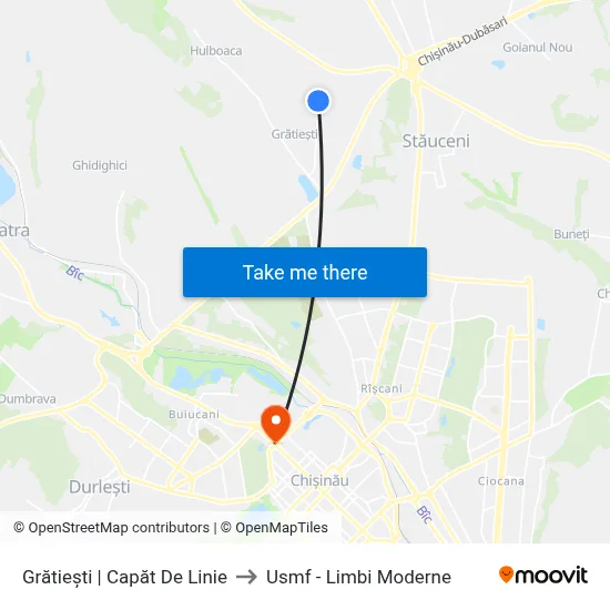 Grătiești | Capăt De Linie to Usmf - Limbi Moderne map