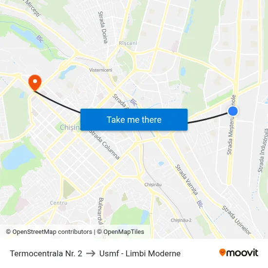 Termocentrala Nr. 2 to Usmf - Limbi Moderne map