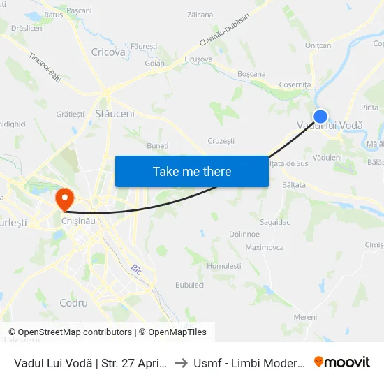 Vadul Lui Vodă | Str. 27 Aprilie to Usmf - Limbi Moderne map