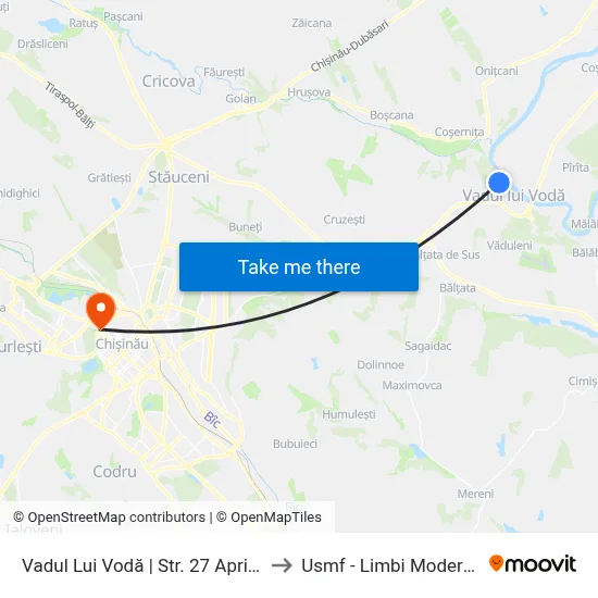 Vadul Lui Vodă | Str. 27 Aprilie to Usmf - Limbi Moderne map