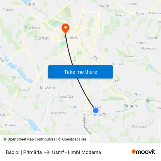 Băcioi | Primăria to Usmf - Limbi Moderne map