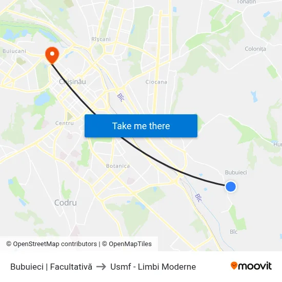 Bubuieci | Facultativă to Usmf - Limbi Moderne map
