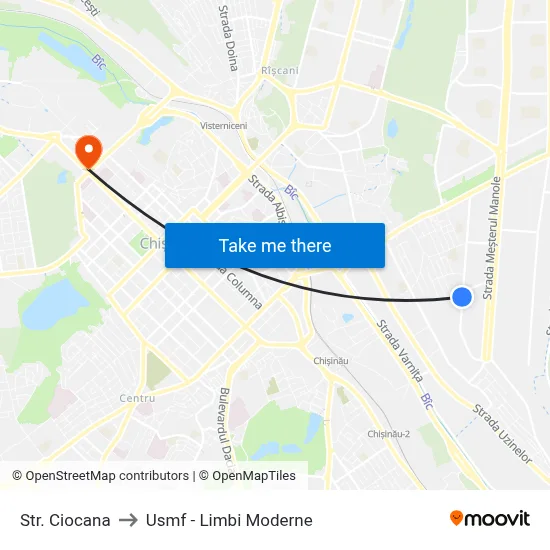 Str. Ciocana to Usmf - Limbi Moderne map