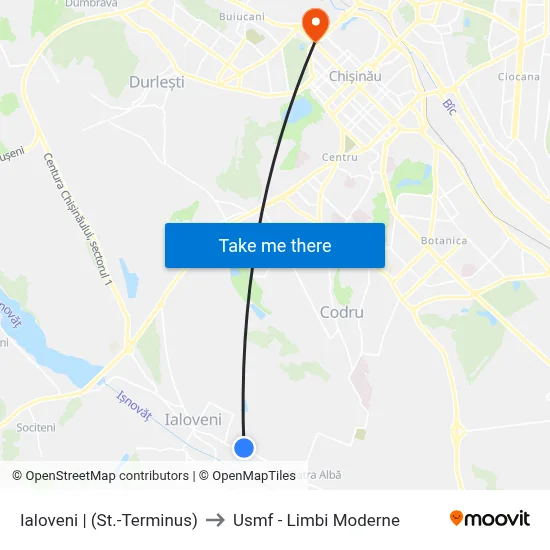 Ialoveni | (St.-Terminus) to Usmf - Limbi Moderne map