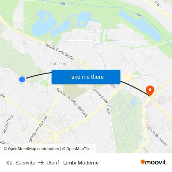 Str. Sucevița to Usmf - Limbi Moderne map