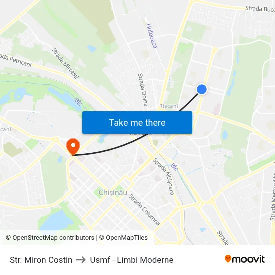 Str. Miron Costin to Usmf - Limbi Moderne map