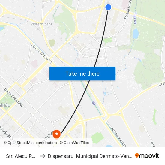 Str. Alecu Russo to Dispensarul Municipal Dermato-Venerologic map