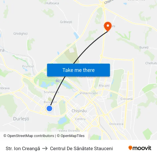 Str. Ion Creangă to Centrul De Sănătate Stauceni map