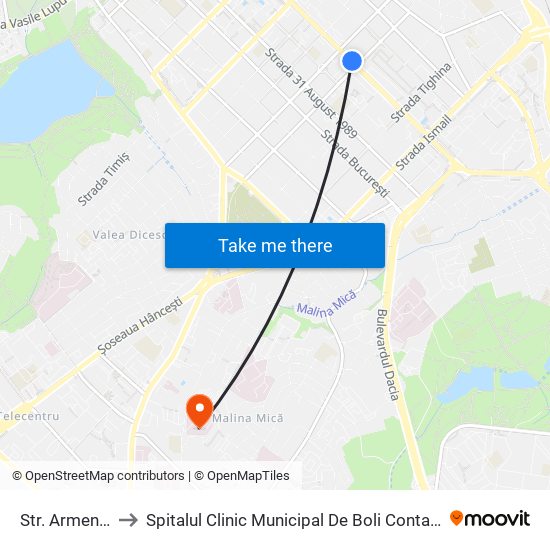 Str. Armenească to Spitalul Clinic Municipal De Boli Contagioase De Copii map