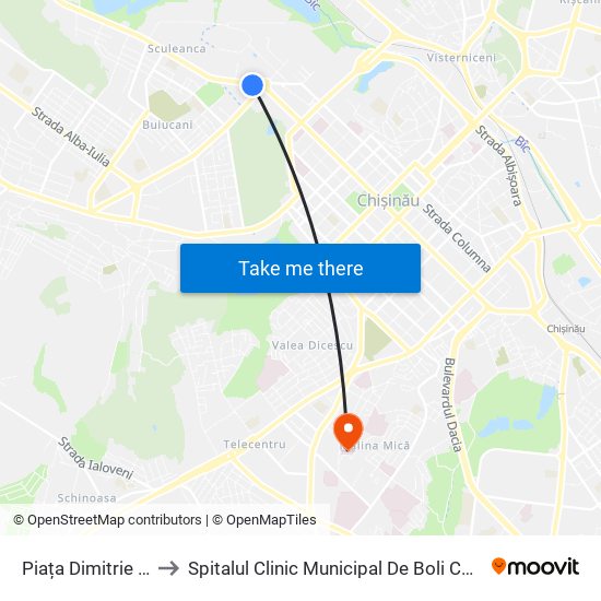 Piața Dimitrie Cantemir to Spitalul Clinic Municipal De Boli Contagioase De Copii map