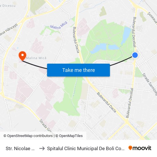 Str. Nicolae Titulescu to Spitalul Clinic Municipal De Boli Contagioase De Copii map