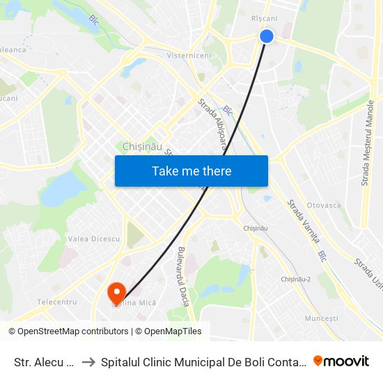 Str. Alecu Russo to Spitalul Clinic Municipal De Boli Contagioase De Copii map