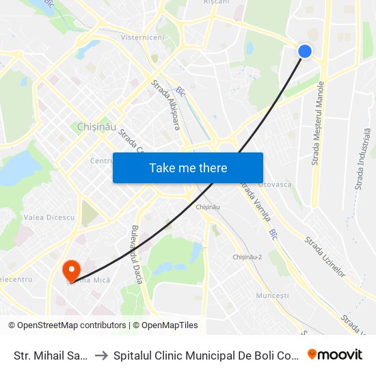 Str. Mihail Sadoveanu to Spitalul Clinic Municipal De Boli Contagioase De Copii map