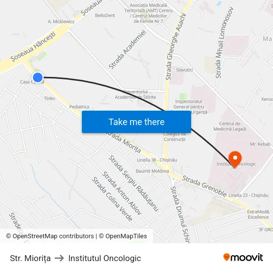 Str. Miorița to Institutul Oncologic map