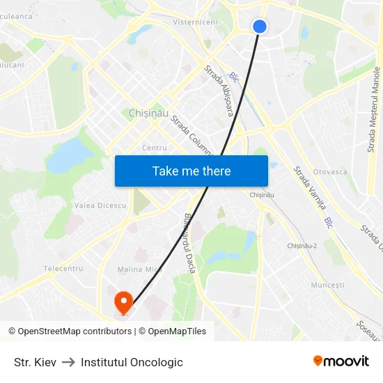 Str. Kiev to Institutul Oncologic map