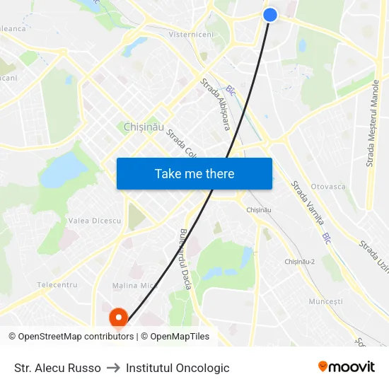 Str. Alecu Russo to Institutul Oncologic map