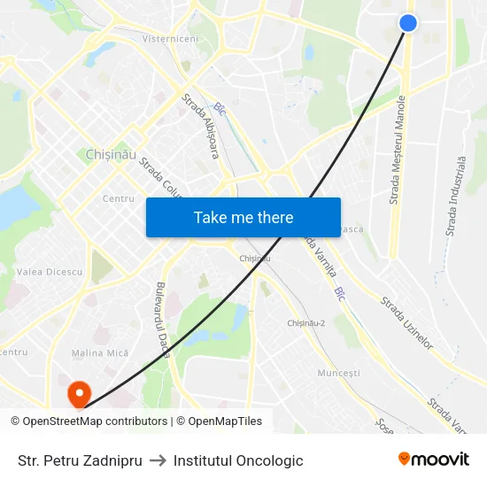Str. Petru Zadnipru to Institutul Oncologic map