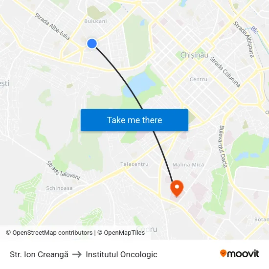 Str. Ion Creangă to Institutul Oncologic map