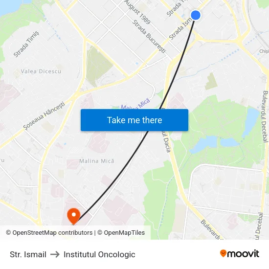 Str. Ismail to Institutul Oncologic map