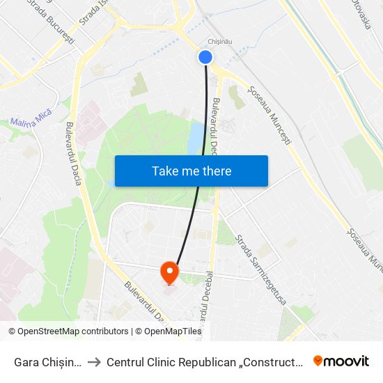 Gara Chișinău to Centrul Clinic Republican „Constructorul” map