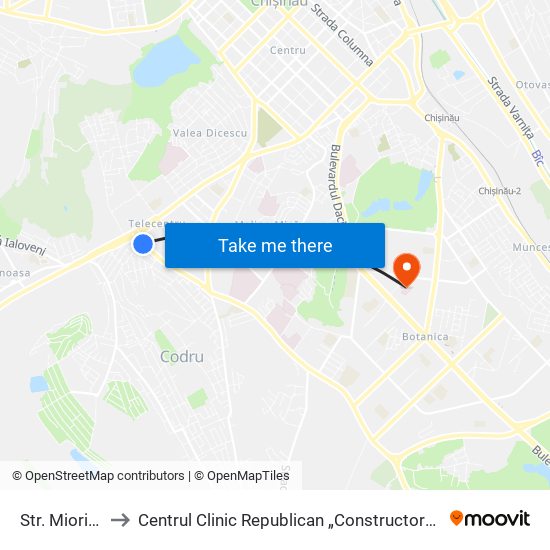 Str. Miorița to Centrul Clinic Republican „Constructorul” map