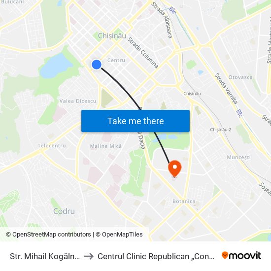 Str. Mihail Kogălniceanu to Centrul Clinic Republican „Constructorul” map