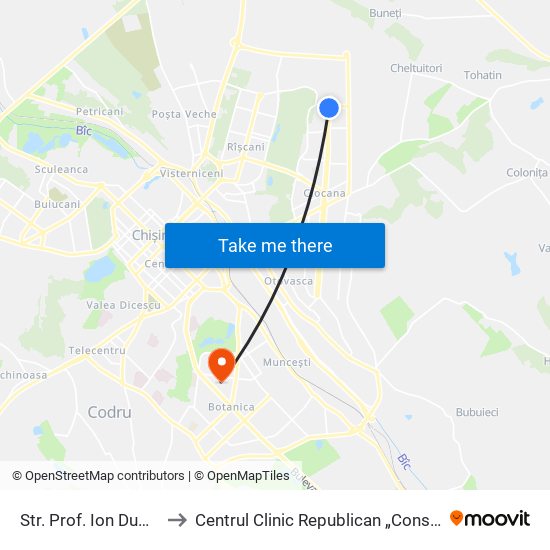 Str. Prof. Ion Dumeniuc to Centrul Clinic Republican „Constructorul” map