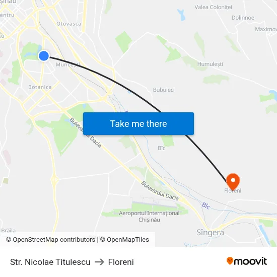 Str. Nicolae Titulescu to Floreni map