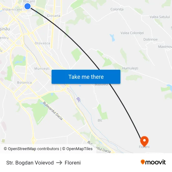 Str. Bogdan Voievod to Floreni map