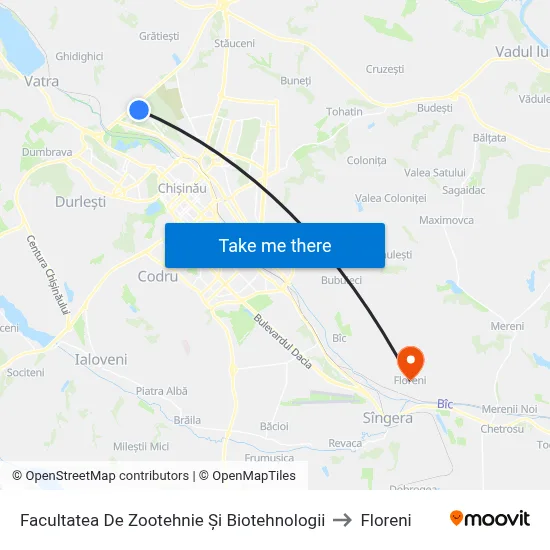 Facultatea De Zootehnie Și Biotehnologii to Floreni map