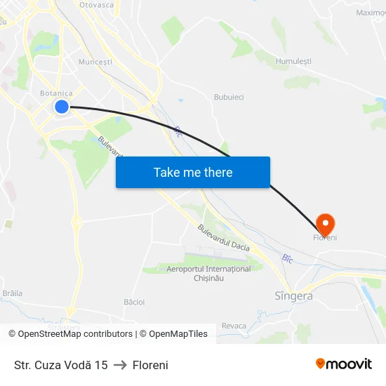 Str. Cuza Vodă 15 to Floreni map