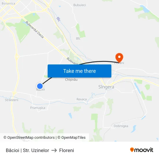 Băcioi | Str. Uzinelor to Floreni map