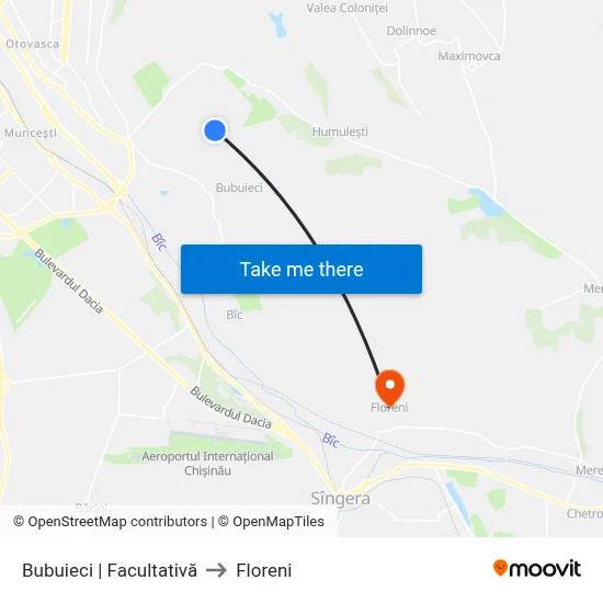 Bubuieci | Facultativă to Floreni map