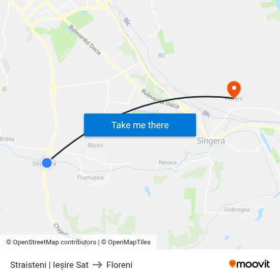 Straisteni | Ieșire Sat to Floreni map