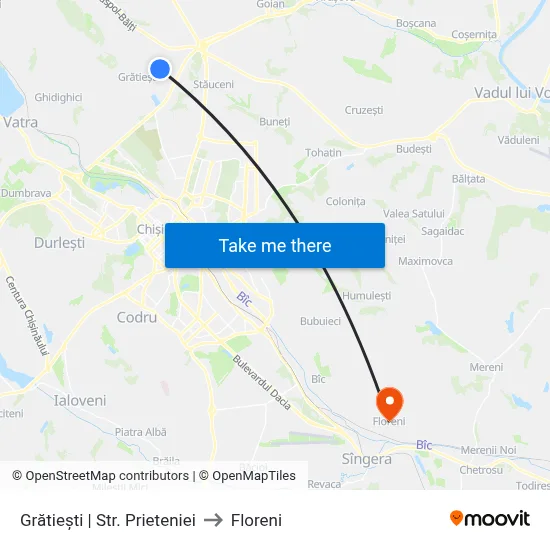 Grătiești | Str. Prieteniei to Floreni map