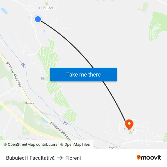 Bubuieci | Facultativă to Floreni map