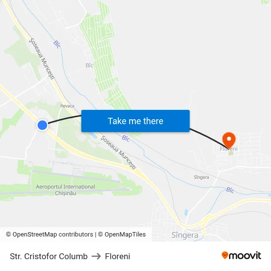 Str. Cristofor Columb to Floreni map